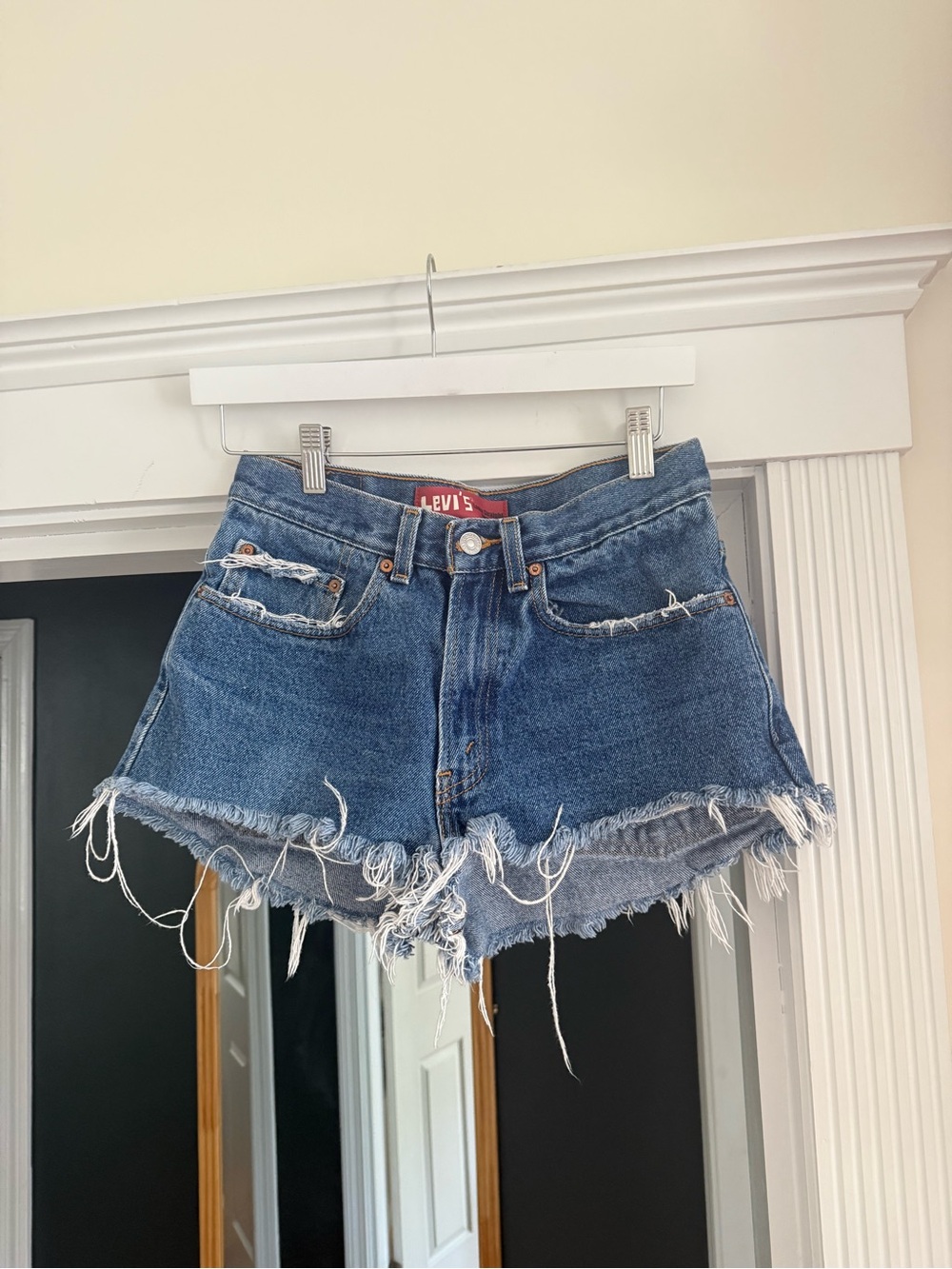 Vintage Levi's 569 Distressed High-Waist Denim Cutoff Shorts - size 28